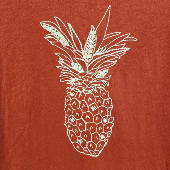 J.Crew Collector Pineapple T-shirt Size L Rust Orange Sequin Cotton Short Sleeve - Picture 7 of 12
